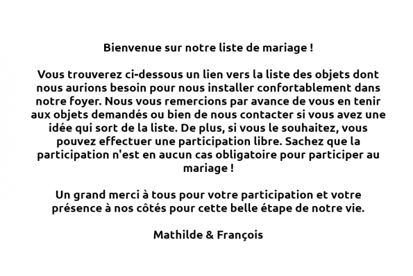 MilleMercisMariage - Liste de mariage