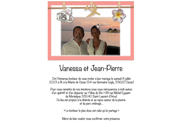Bienvenue sur le site de notre mariage